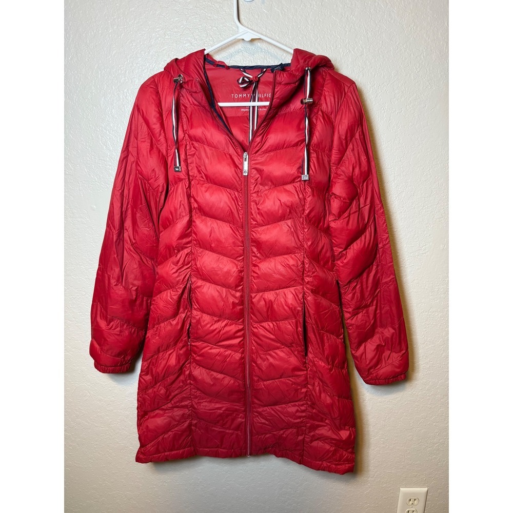 Tommy Hilfiger Packable Lightweight Premium Down Blend Puffer Coat Red Small